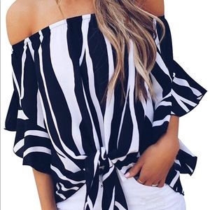off shoulder stripe top